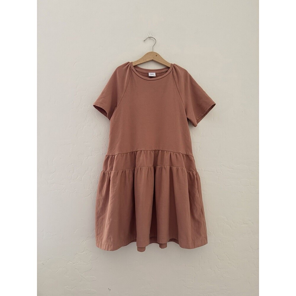 Zara Kids Girls 10 Blush Dusty Rose Tiered Dress Short Sleeve
